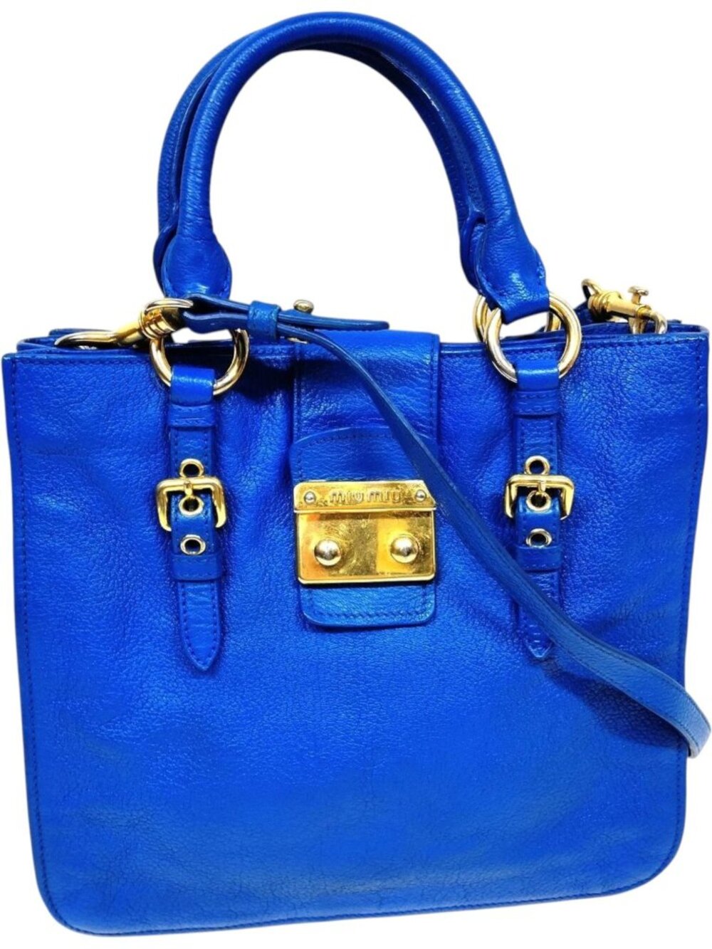 626413CR T6 Miu Miu Crossbody Bag Blue Leather
